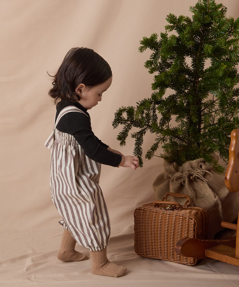 ストライプシャーリングベビーサロペット