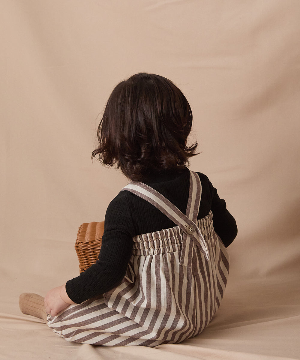 ストライプシャーリングベビーサロペット