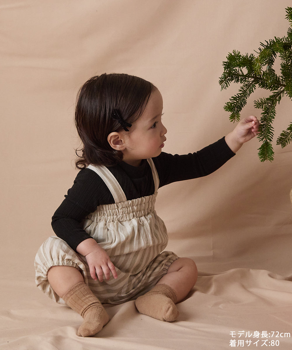 ストライプシャーリングベビーサロペット