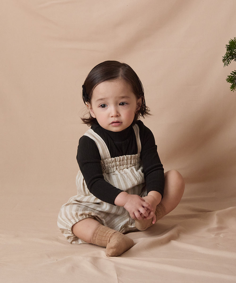 ストライプシャーリングベビーサロペット