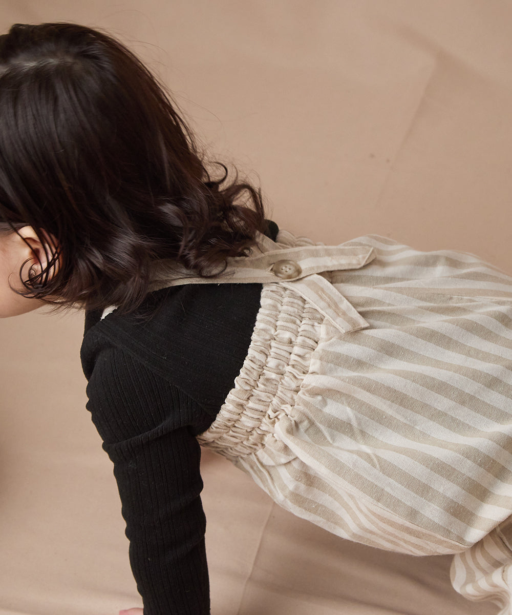 ストライプシャーリングベビーサロペット