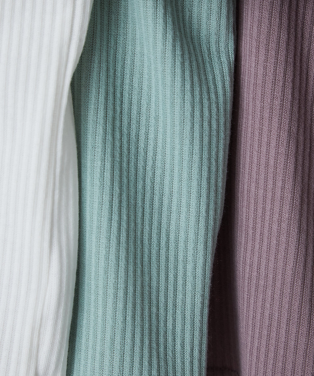 バッククロスパフスリーブリブTシャツ