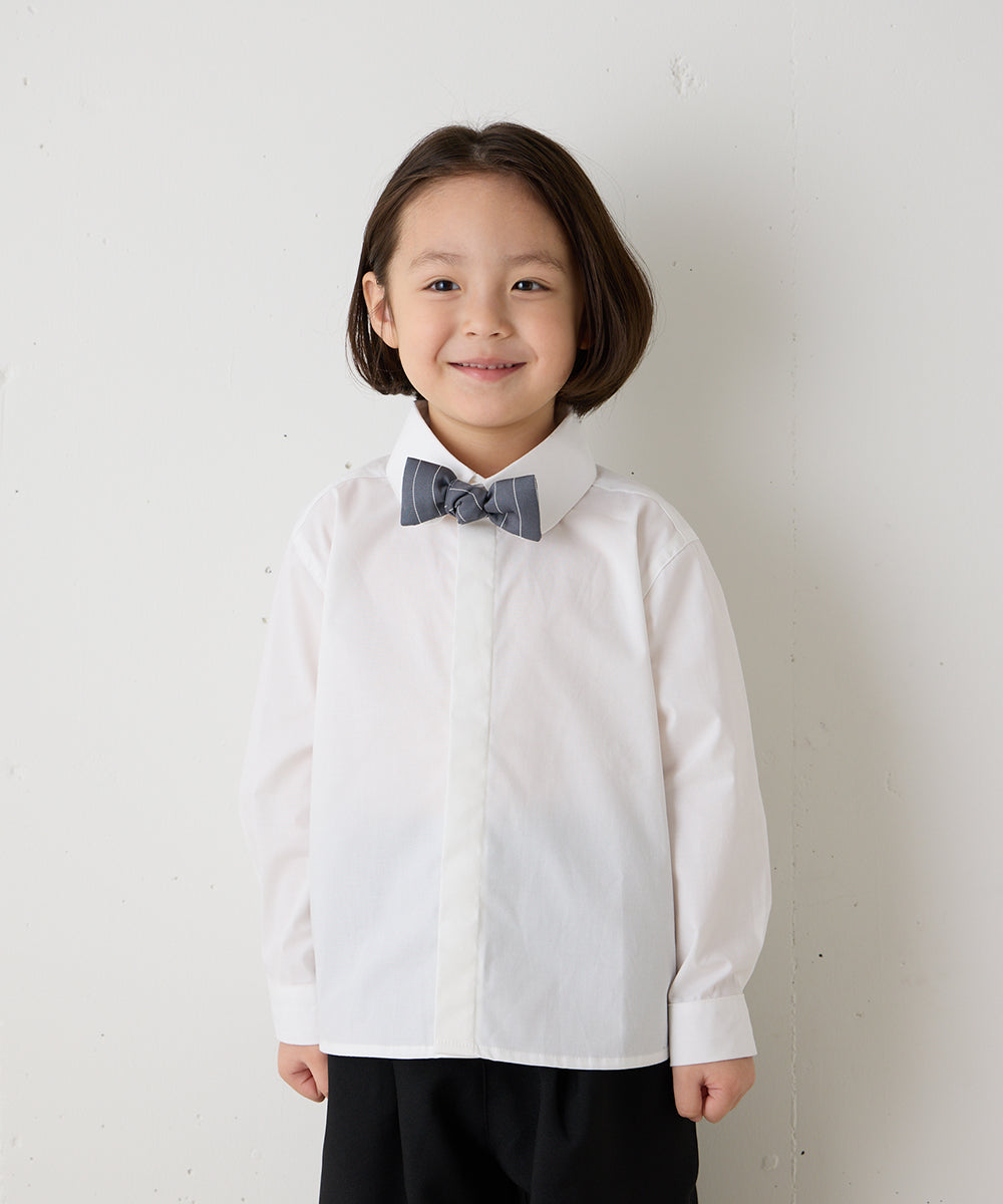 ノーアイロンラウンドカラー比翼シャツ(ボタン取り外し対応)