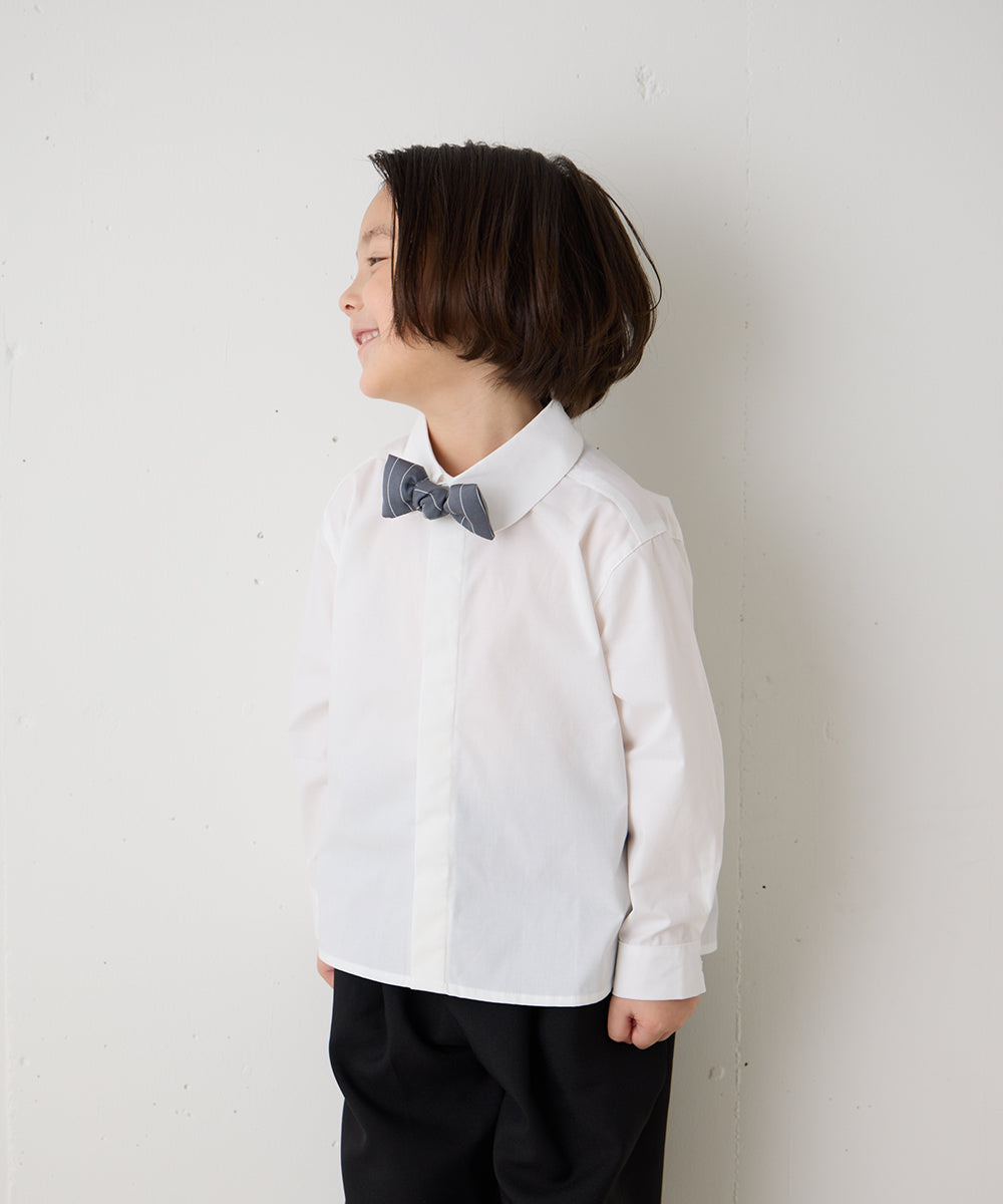 ノーアイロンラウンドカラー比翼シャツ(ボタン取り外し対応)