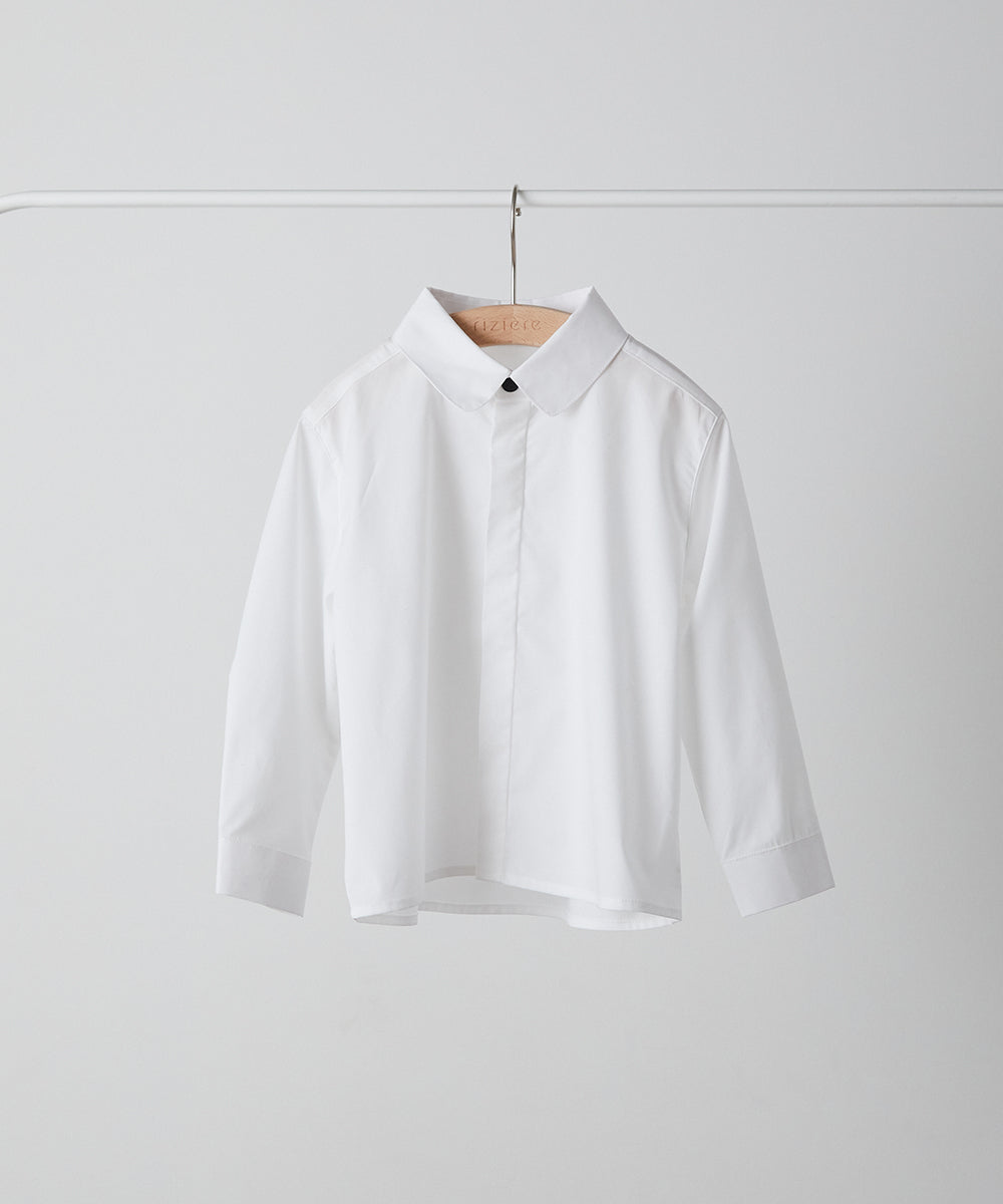 ノーアイロンラウンドカラー比翼シャツ(ボタン取り外し対応)
