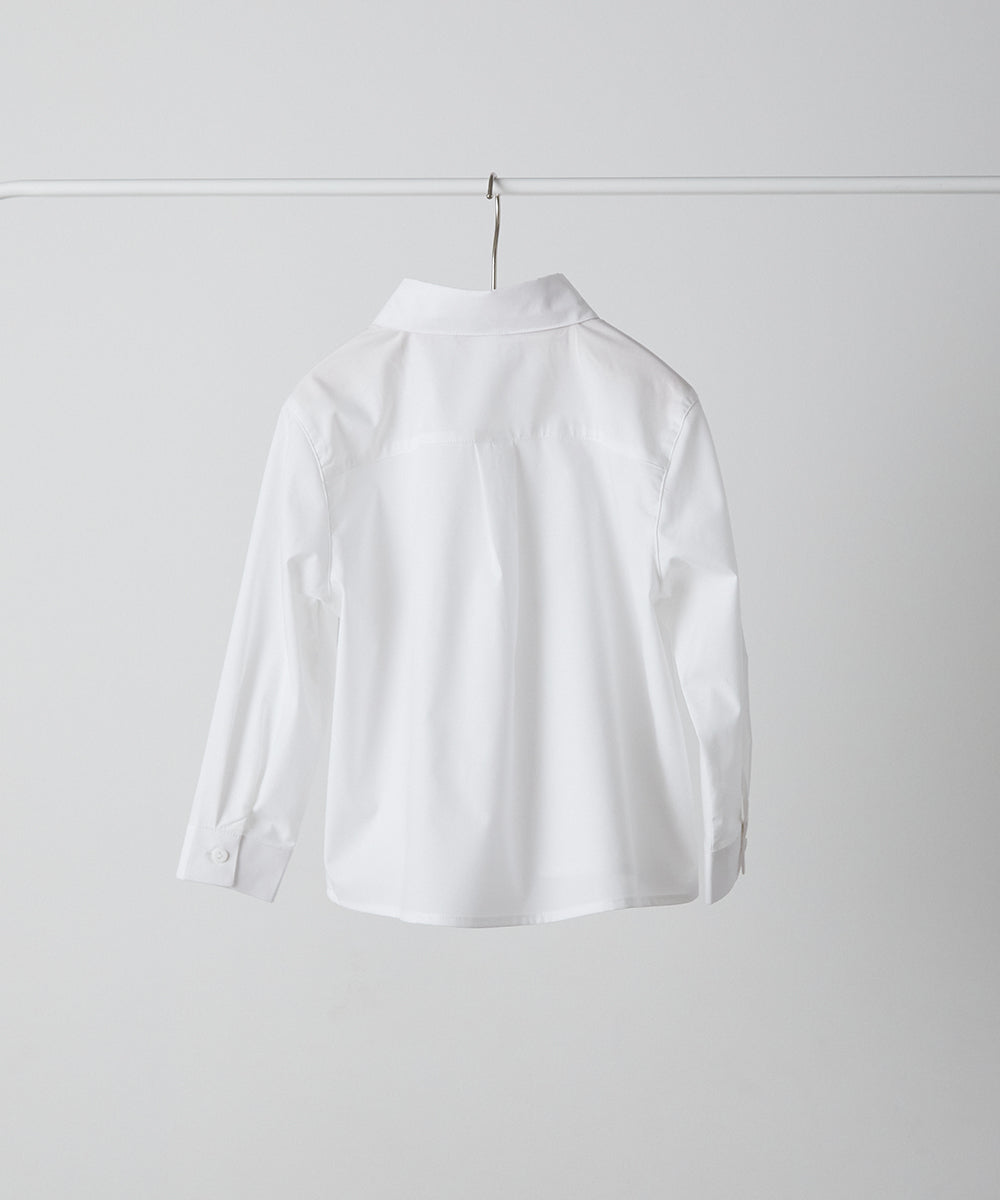 ノーアイロンラウンドカラー比翼シャツ(ボタン取り外し対応)