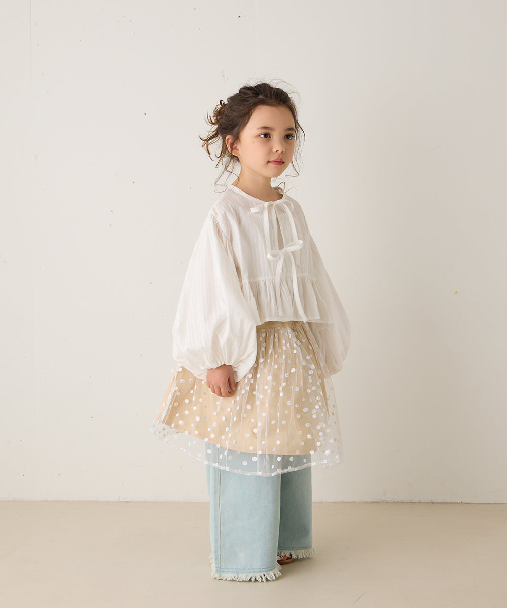 花柄チュール切り替えスカート