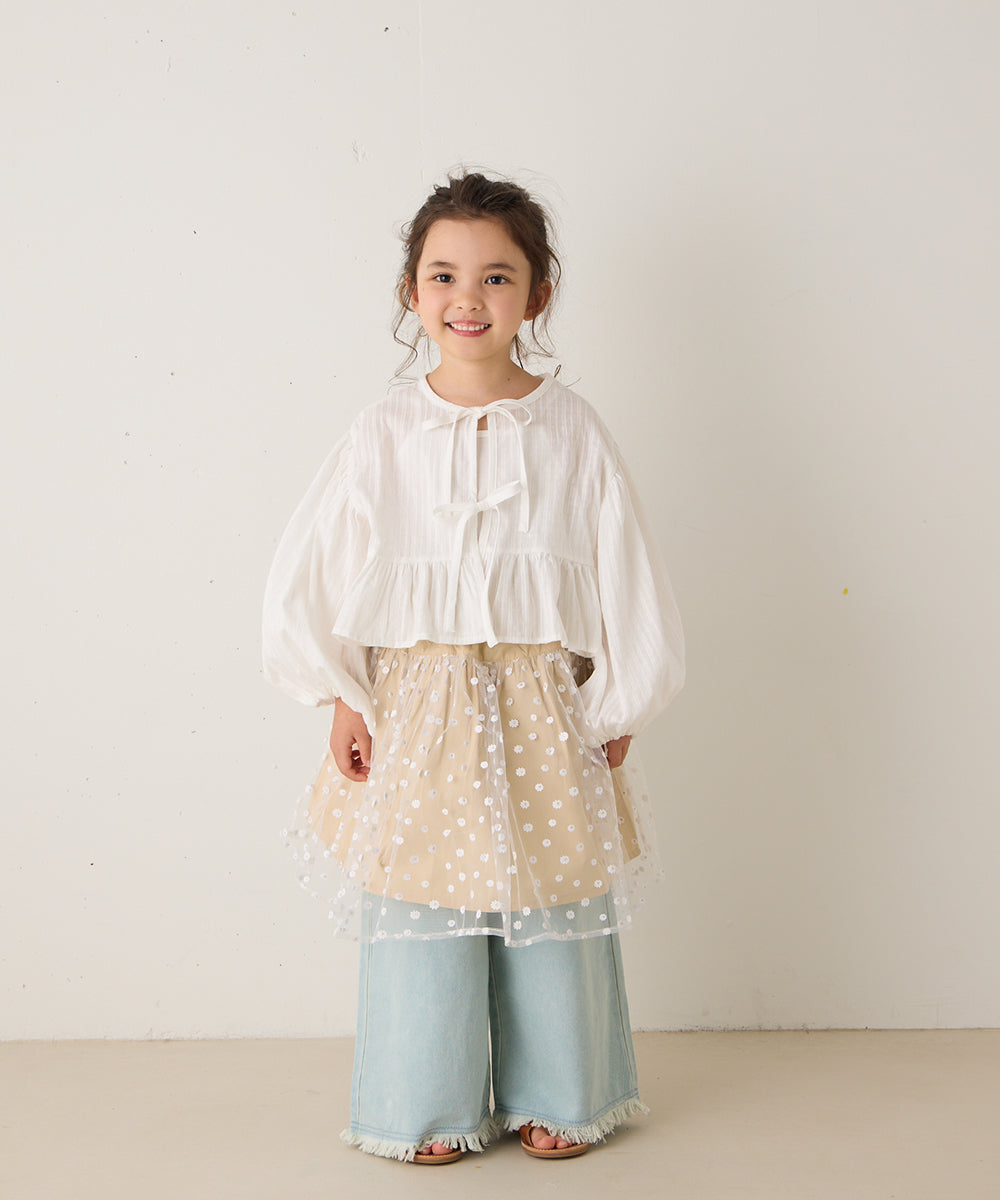 花柄チュール切り替えスカート