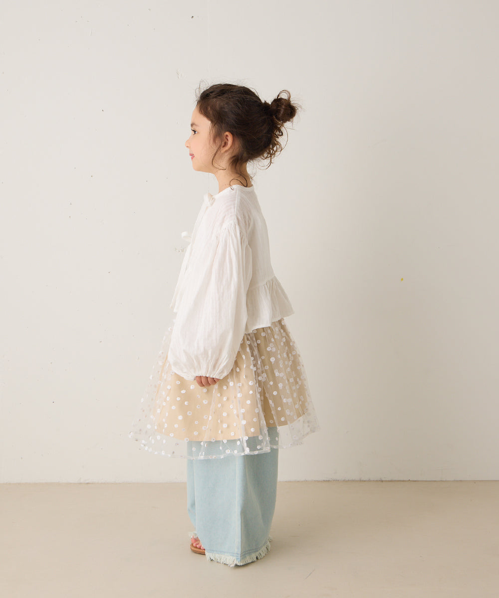 花柄チュール切り替えスカート