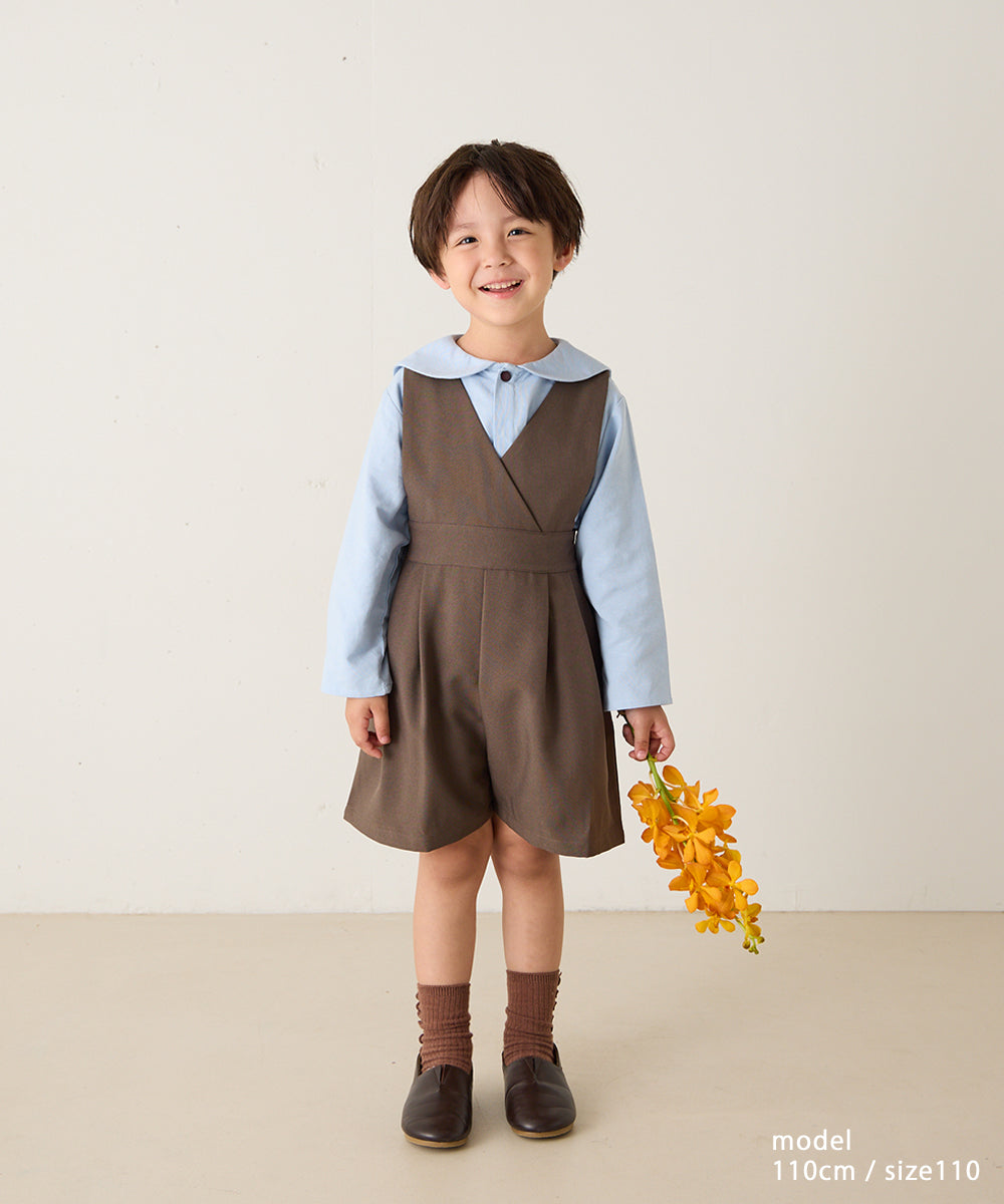 フロントタックショートサロペット