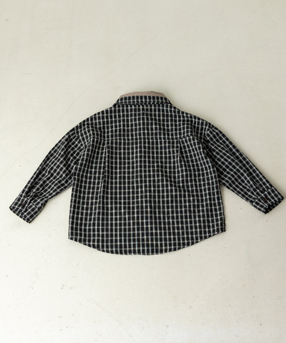 配色切り替えチェックシャツ