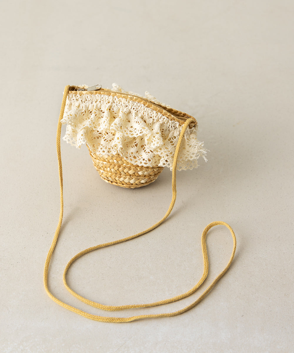 レースフリルラフィアポシェット