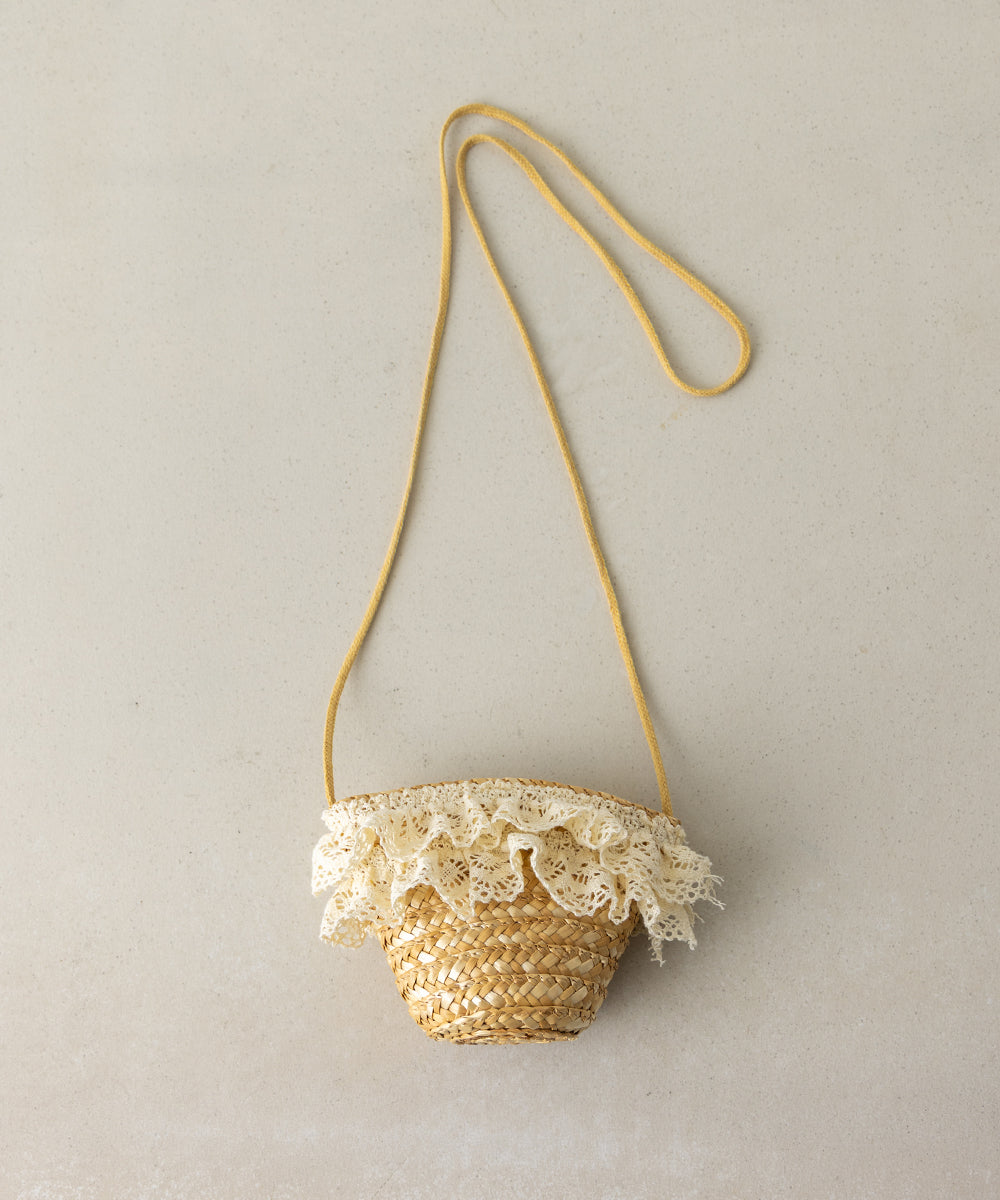 レースフリルラフィアポシェット