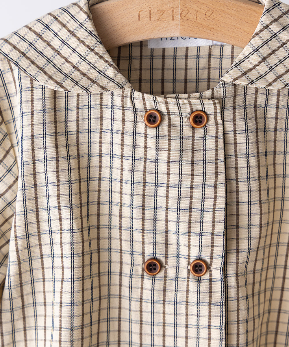 ダブルボタンセーラーカラー長袖ブラウス