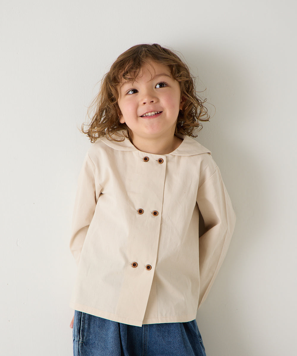 ダブルボタンセーラーカラー長袖ブラウス