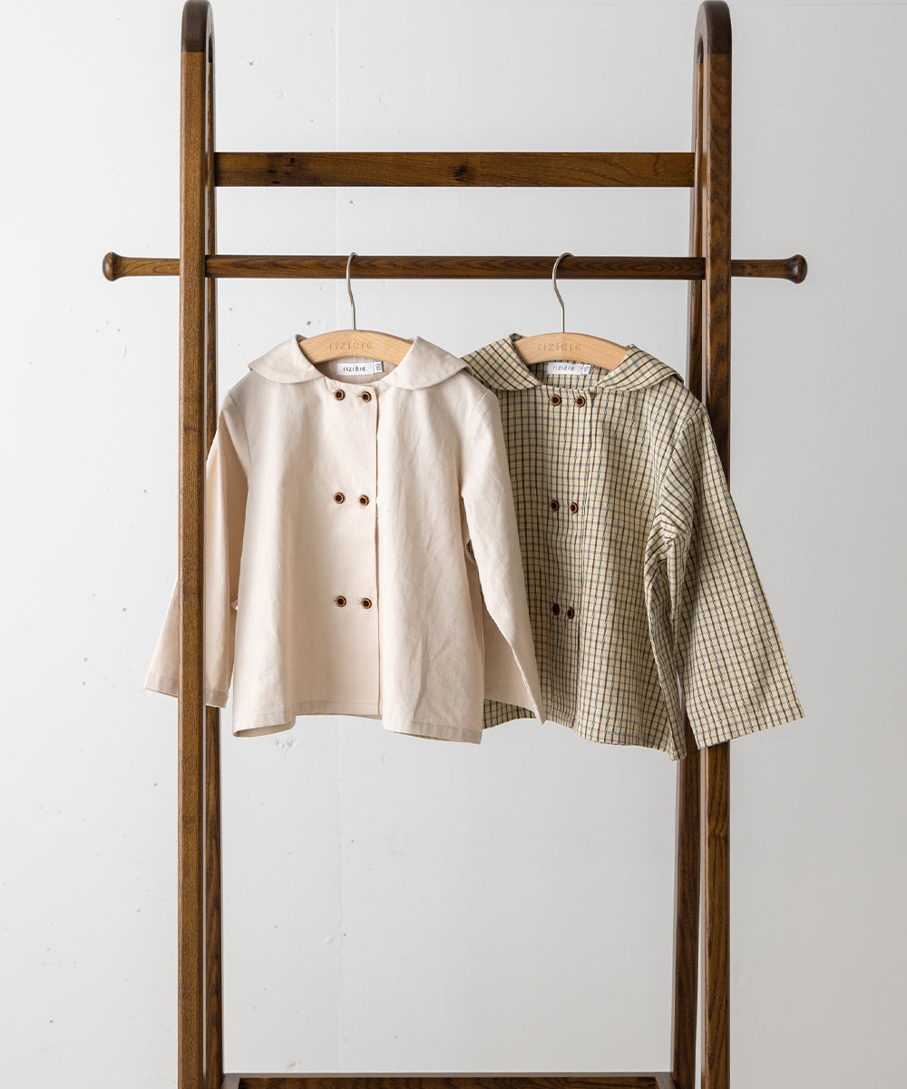 ダブルボタンセーラーカラー長袖ブラウス