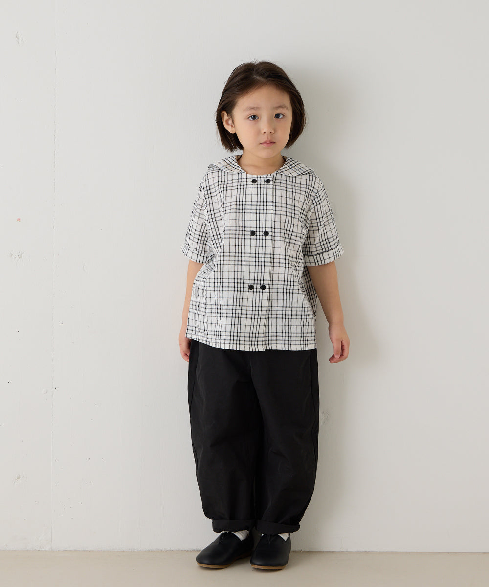 【リンク】ダブルボタンセーラーカラーチェックブラウス