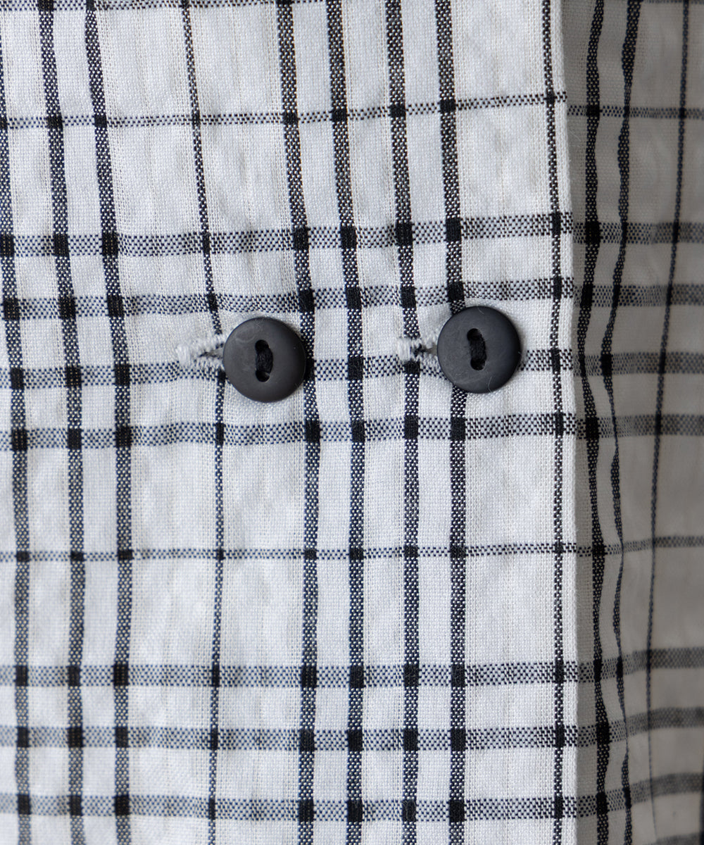 【リンク】ダブルボタンセーラーカラーチェックブラウス