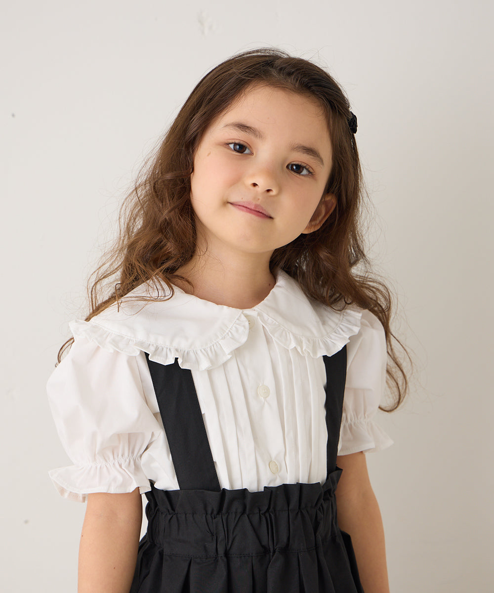 ピンタックフリルカラー半袖ブラウス