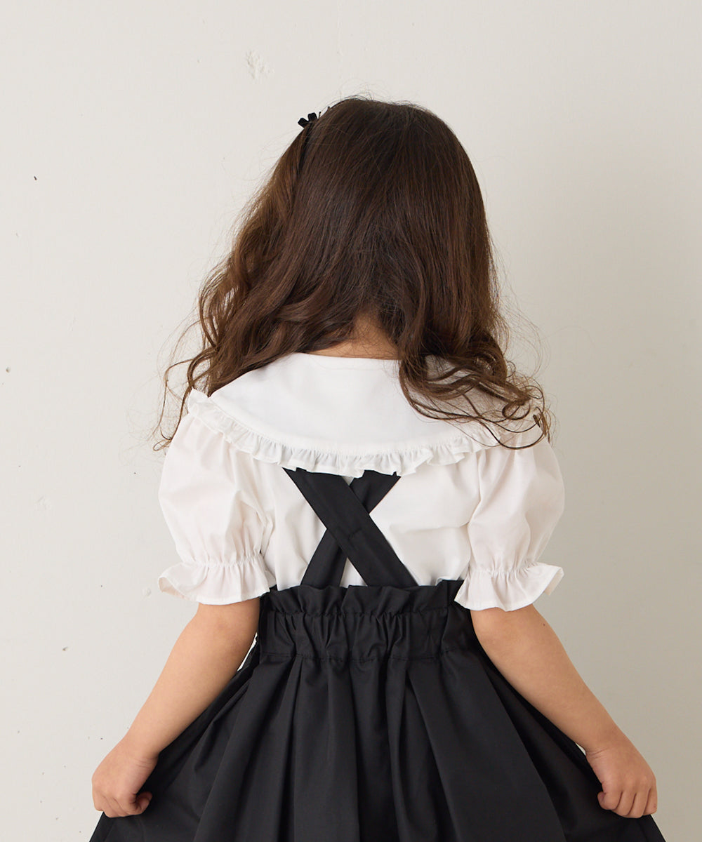 ピンタックフリルカラー半袖ブラウス