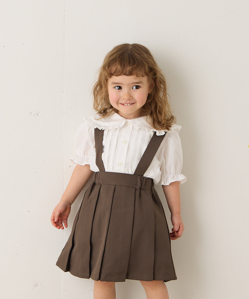 ピンタックフリルカラー半袖ブラウス