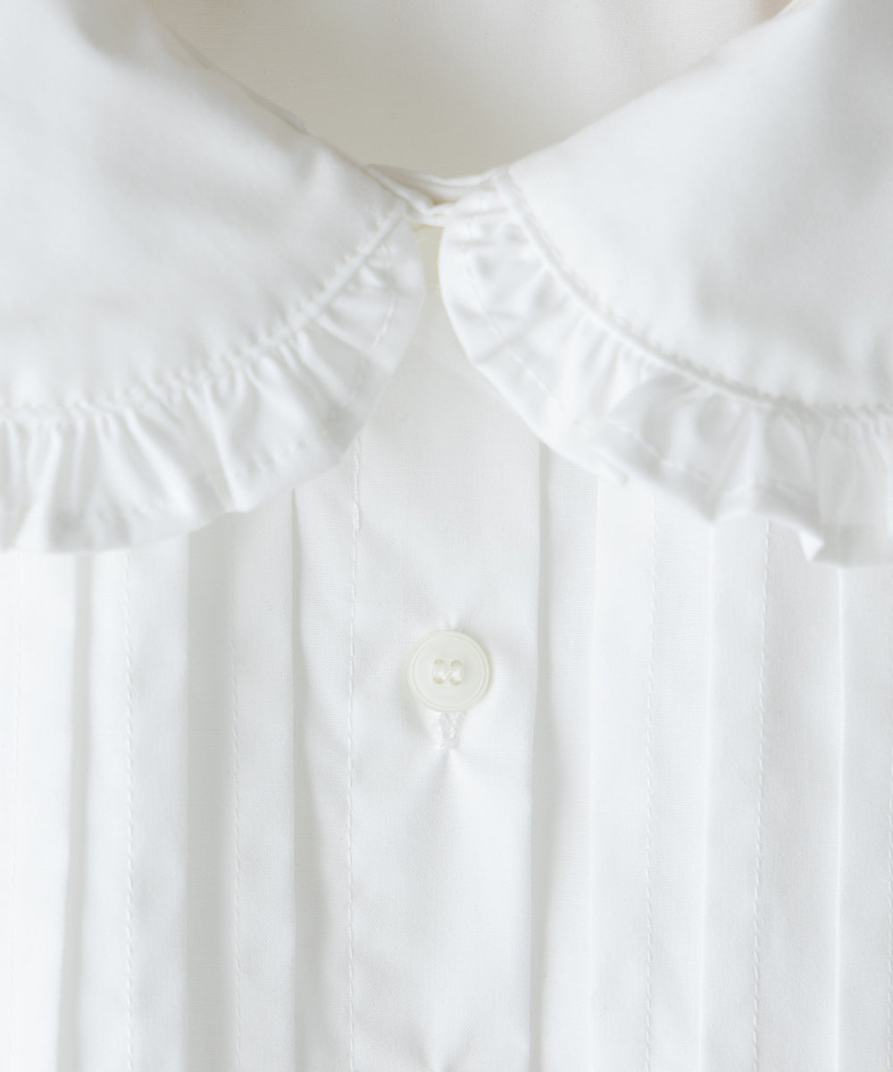 ピンタックフリルカラー半袖ブラウス