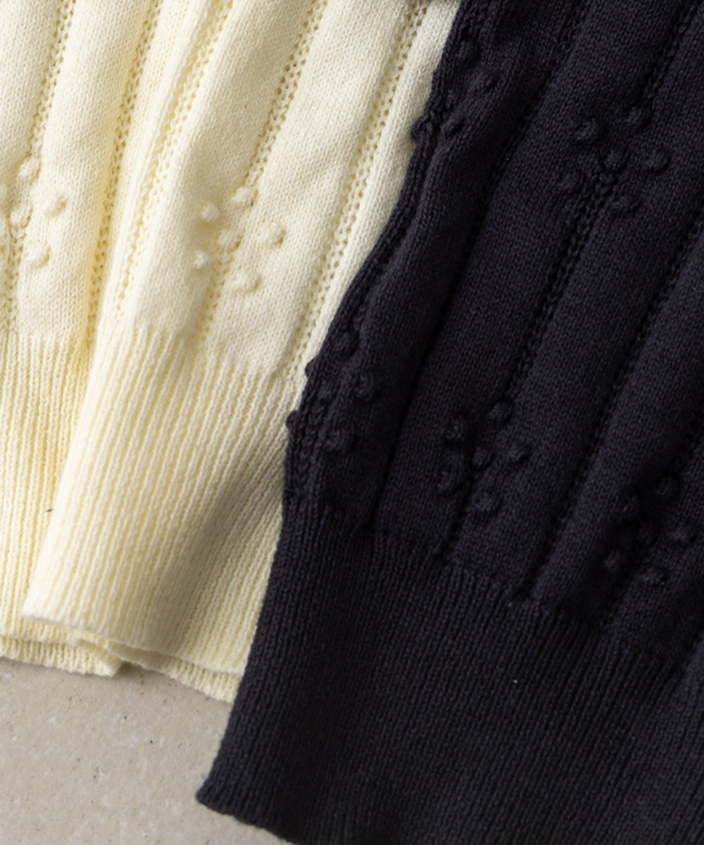 透かし柄半袖ニットプルオーバー