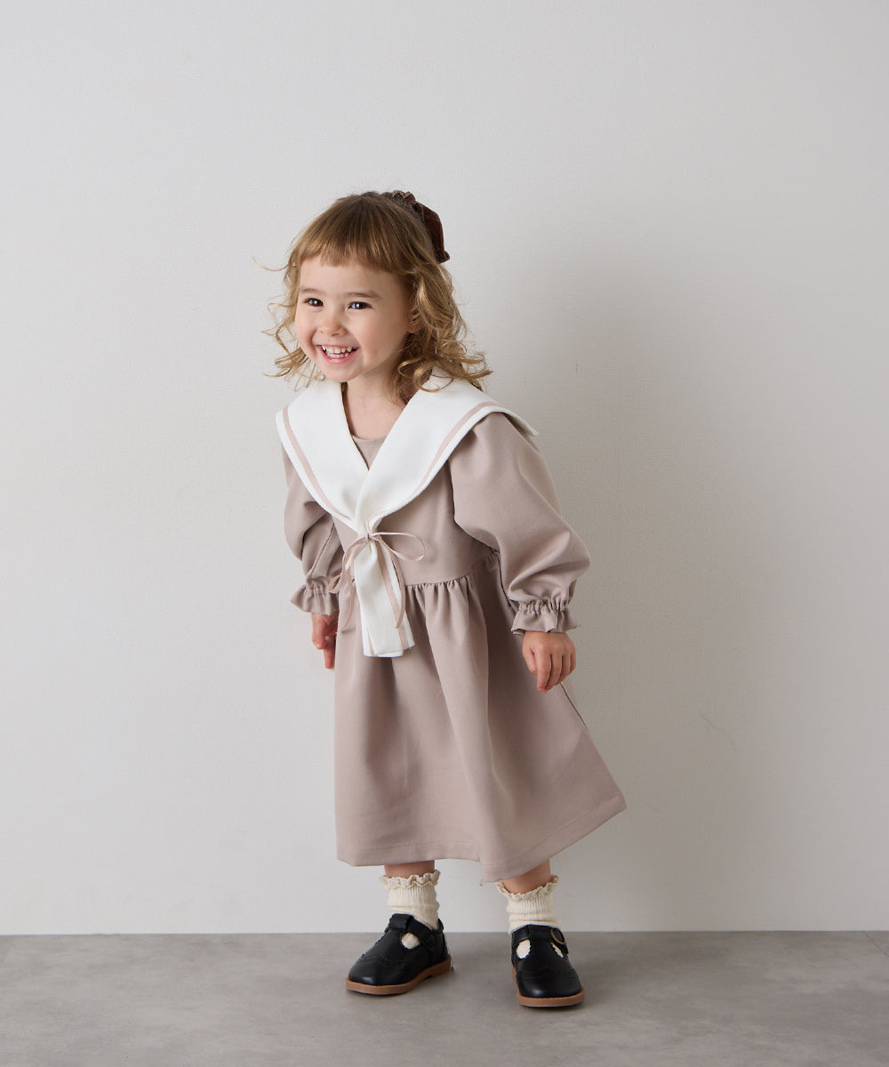 配色セーラーカラーリボンセレモニーワンピース