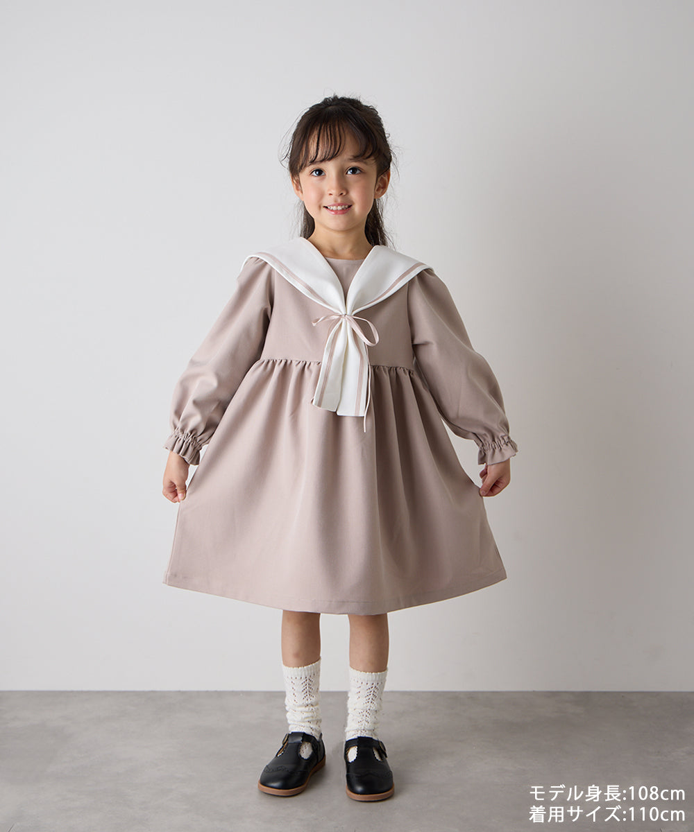 配色セーラーカラーリボンセレモニーワンピース