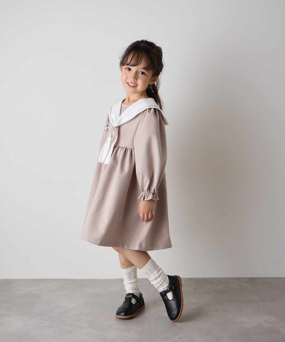 配色セーラーカラーリボンセレモニーワンピース