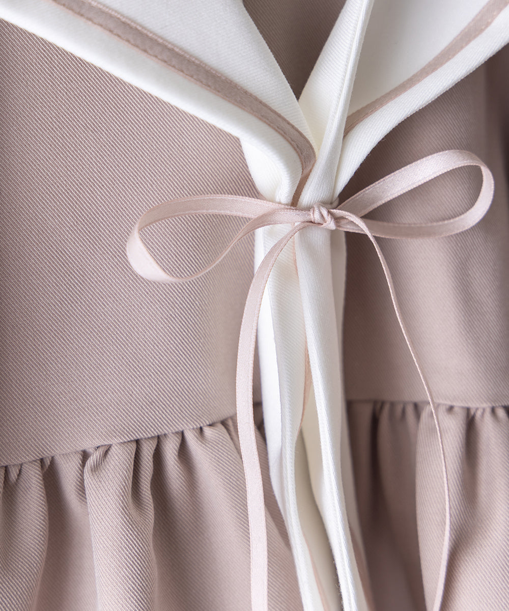 配色セーラーカラーリボンセレモニーワンピース