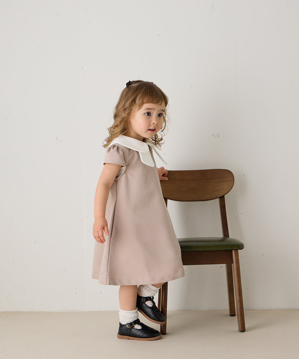 【リンクコーデ】ダブルカラーキャップスリーブワンピース