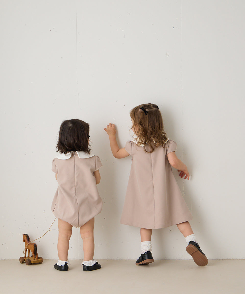 【リンクコーデ】ダブルカラーキャップスリーブワンピース