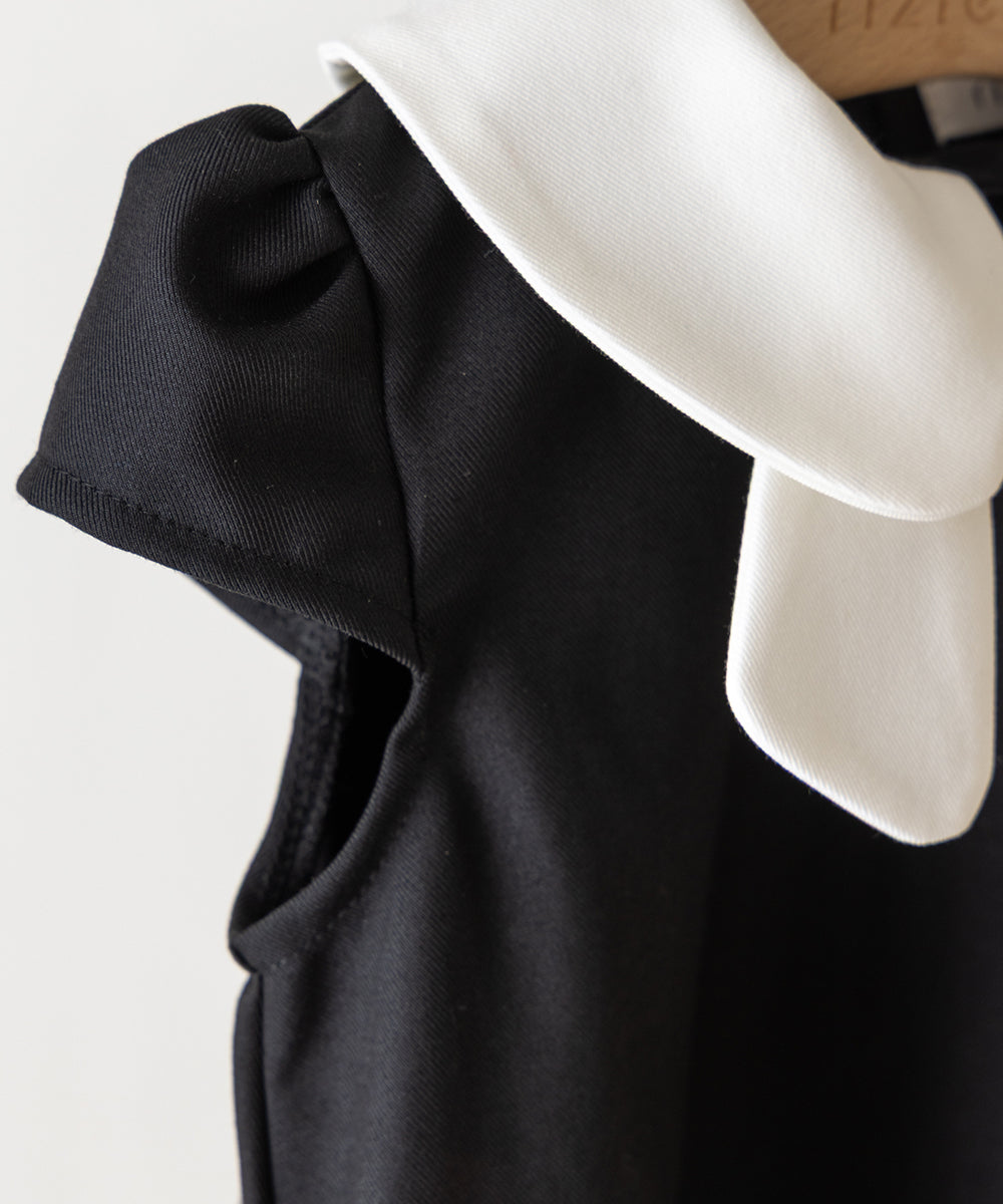 【リンクコーデ】ダブルカラーキャップスリーブワンピース