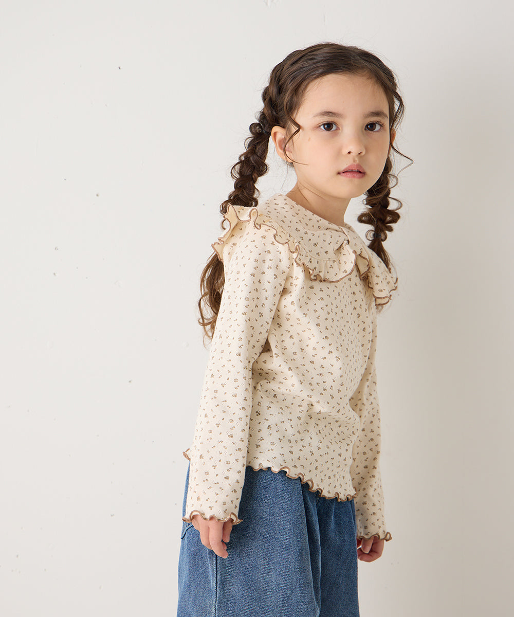 花柄ポインテルリボンモチーフプルオーバー