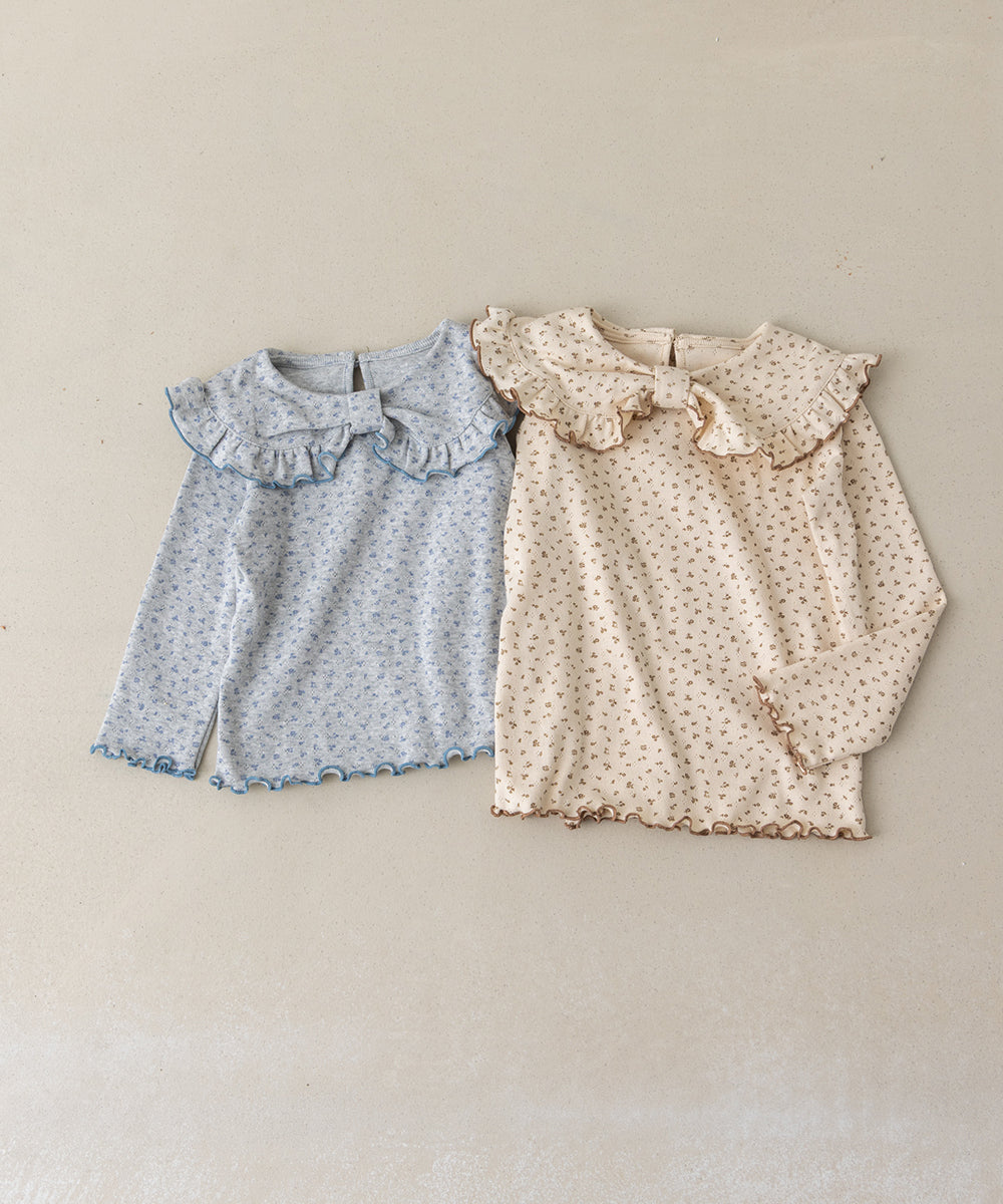 花柄ポインテルリボンモチーフプルオーバー