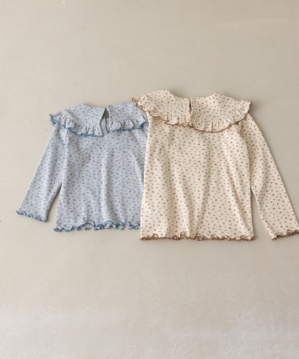 花柄ポインテルリボンモチーフプルオーバー