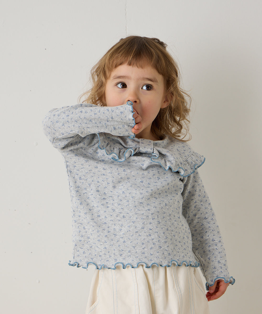 花柄ポインテルリボンモチーフプルオーバー