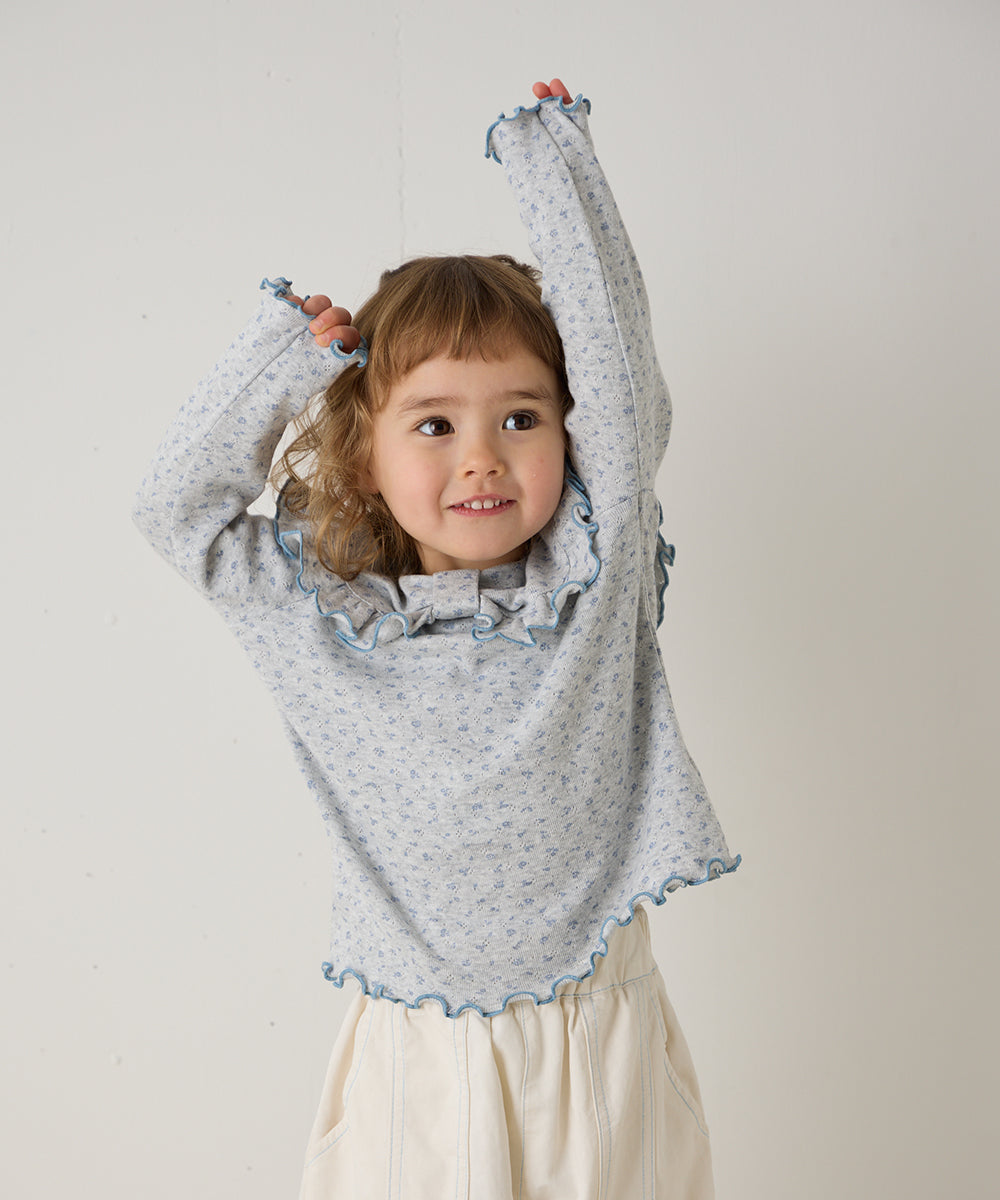 花柄ポインテルリボンモチーフプルオーバー