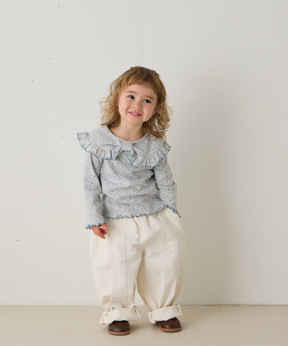 花柄ポインテルリボンモチーフプルオーバー