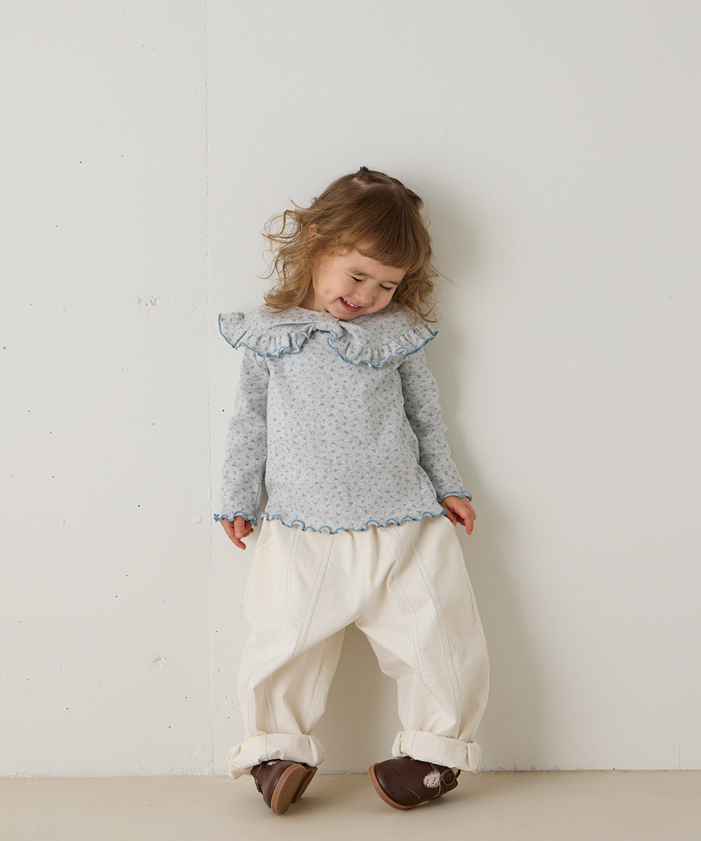 花柄ポインテルリボンモチーフプルオーバー