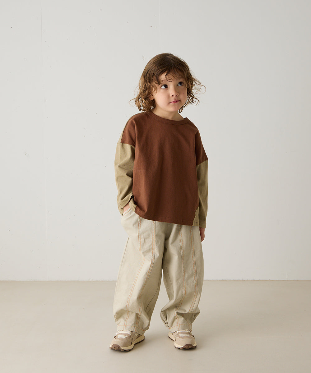 センターダブルシーム配色ステッチパンツ