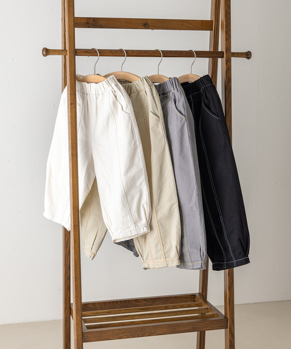 センターダブルシーム配色ステッチパンツ