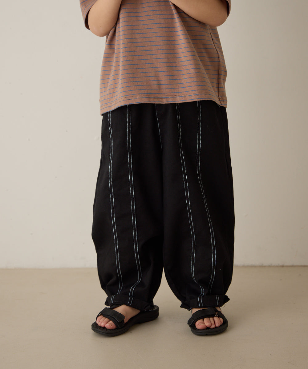 センターダブルシーム配色ステッチパンツ