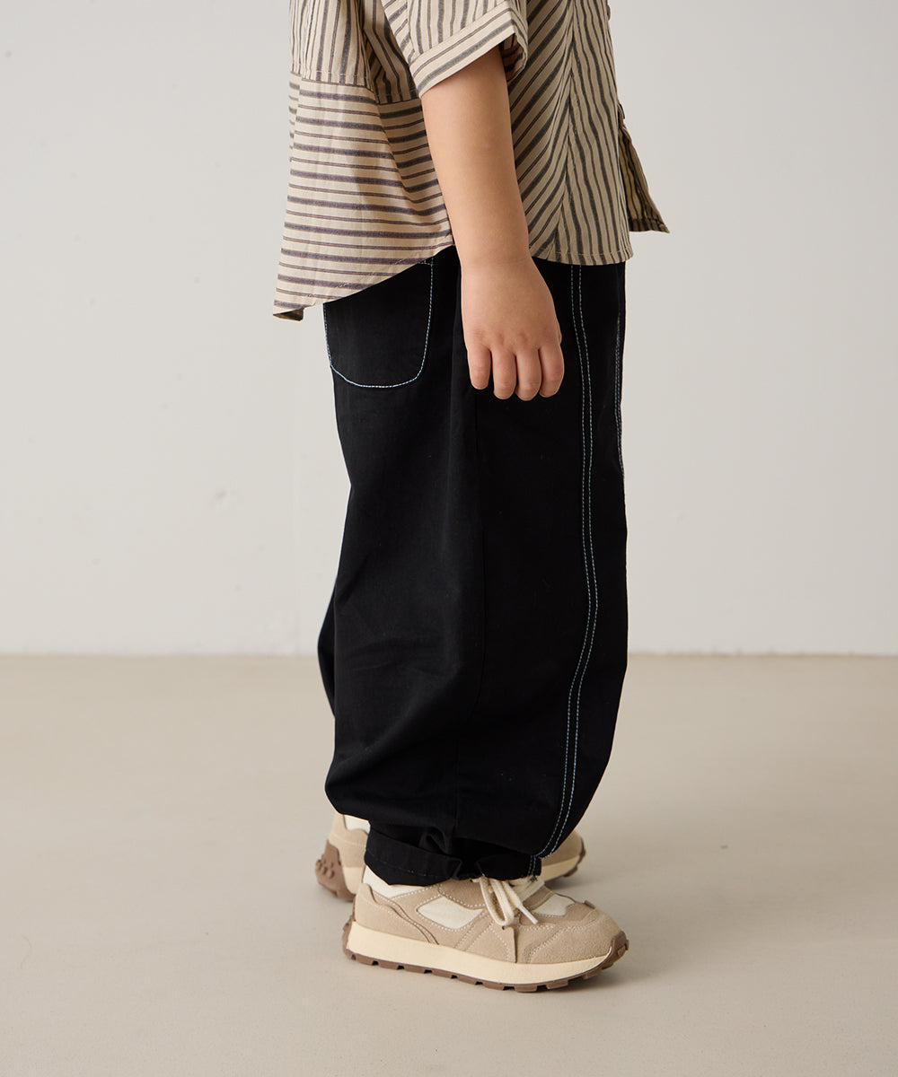 センターダブルシーム配色ステッチパンツ