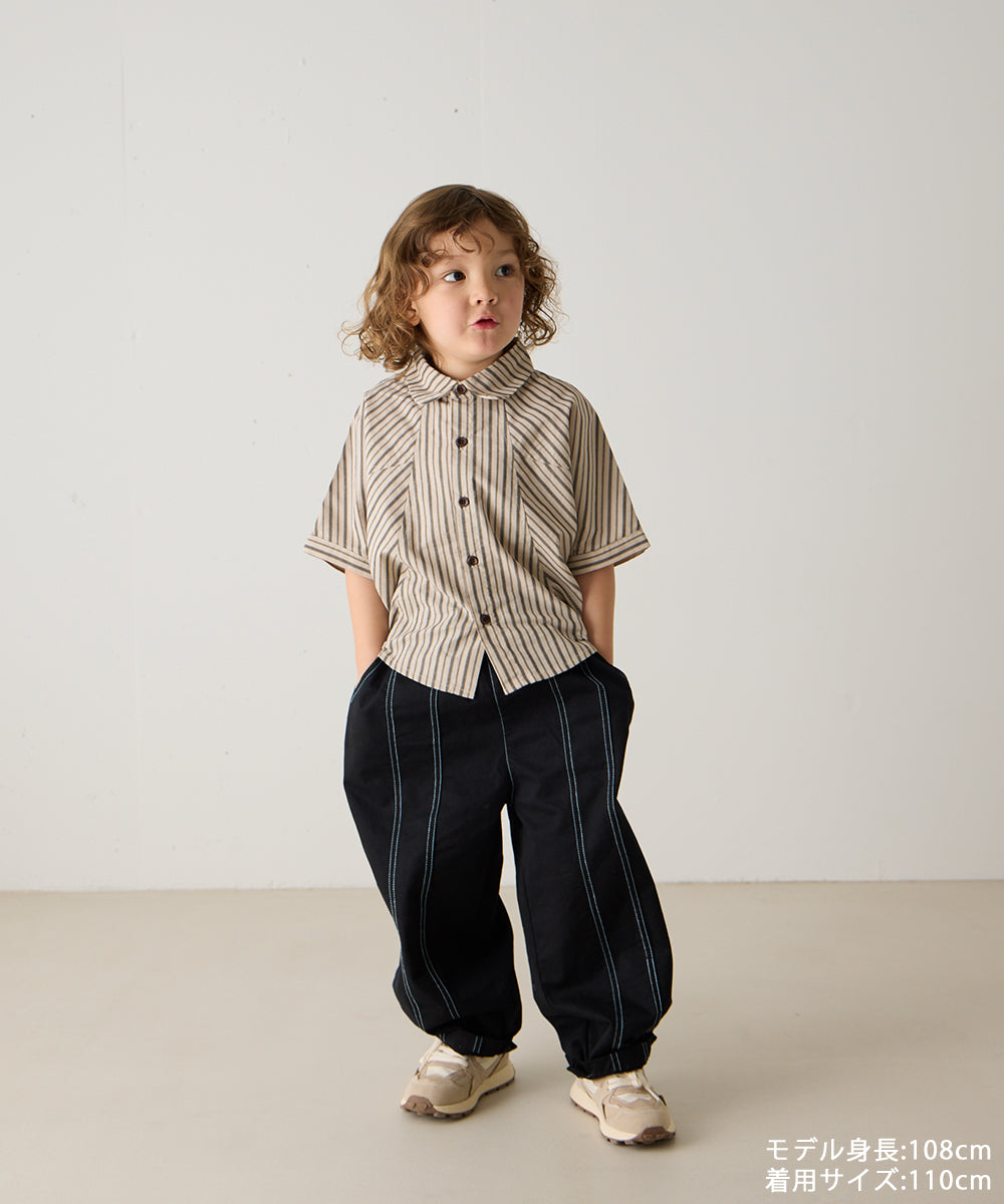 センターダブルシーム配色ステッチパンツ