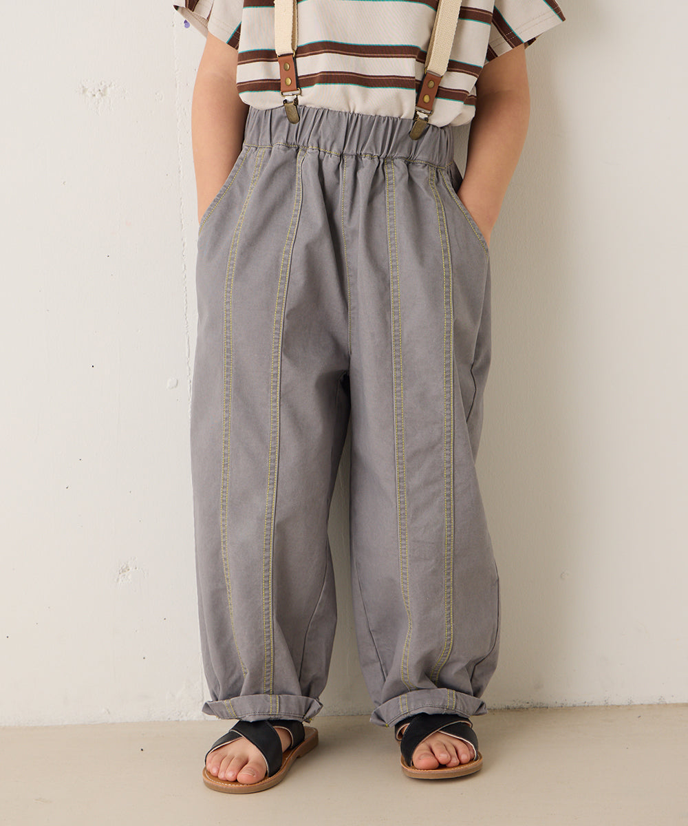 センターダブルシーム配色ステッチパンツ