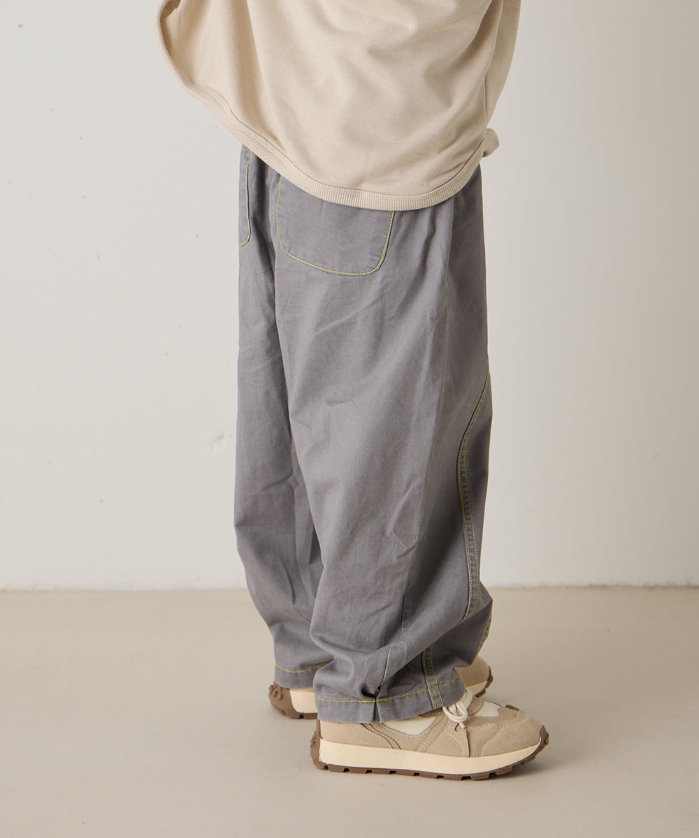 センターダブルシーム配色ステッチパンツ