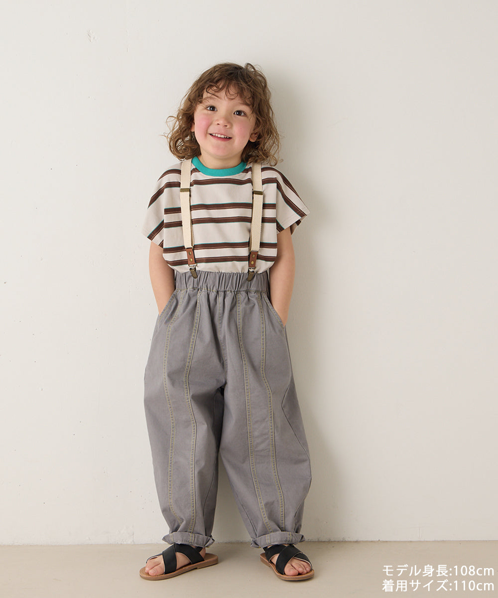 センターダブルシーム配色ステッチパンツ