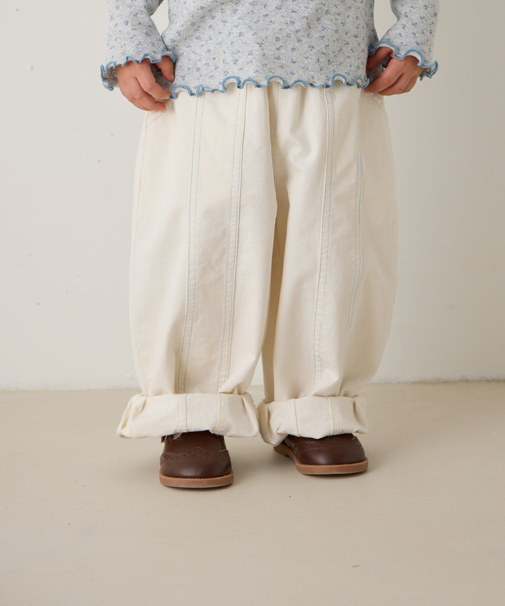 センターダブルシーム配色ステッチパンツ